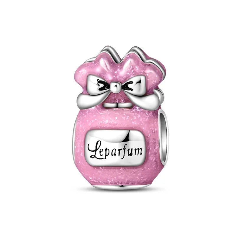 Romantic Pink Crown Perfume Bottle Charms Beads Fit Qikaola Bracelets Fine Jewelry Valentine's Day Gift Dabfavshop