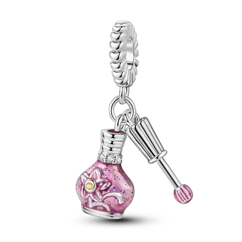 Romantic Pink Crown Perfume Bottle Charms Beads Fit Qikaola Bracelets Fine Jewelry Valentine's Day Gift Dabfavshop