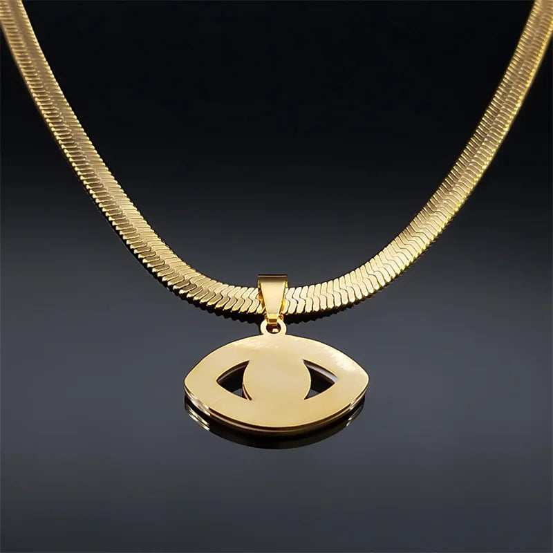 Vintage Crystal Evil Demon Eye Choker Necklaces for Women Stainless Steel Gold Plated Dabfavshop