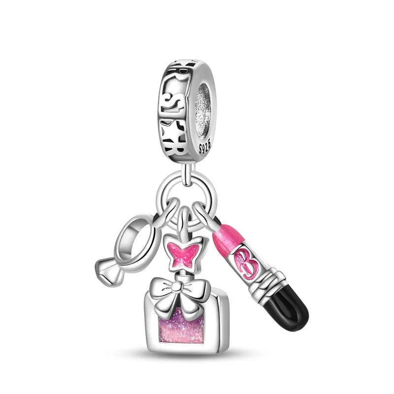 Romantic Pink Crown Perfume Bottle Charms Beads Fit Qikaola Bracelets Fine Jewelry Valentine's Day Gift Dabfavshop