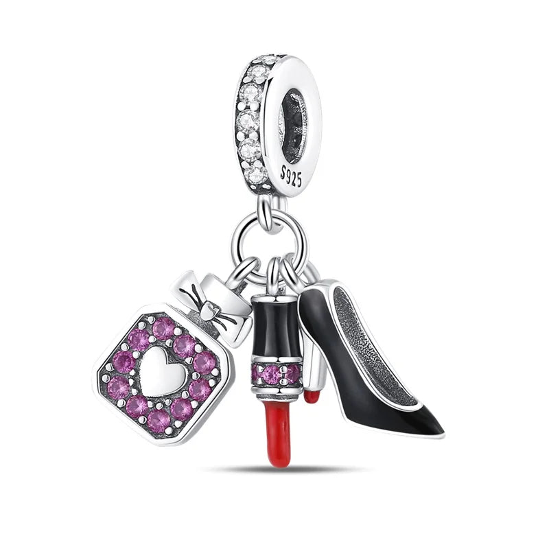 Romantic Pink Crown Perfume Bottle Charms Beads Fit Qikaola Bracelets Fine Jewelry Valentine's Day Gift Dabfavshop