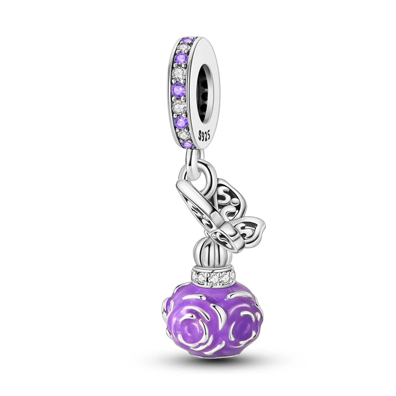 Romantic Pink Crown Perfume Bottle Charms Beads Fit Qikaola Bracelets Fine Jewelry Valentine's Day Gift Dabfavshop