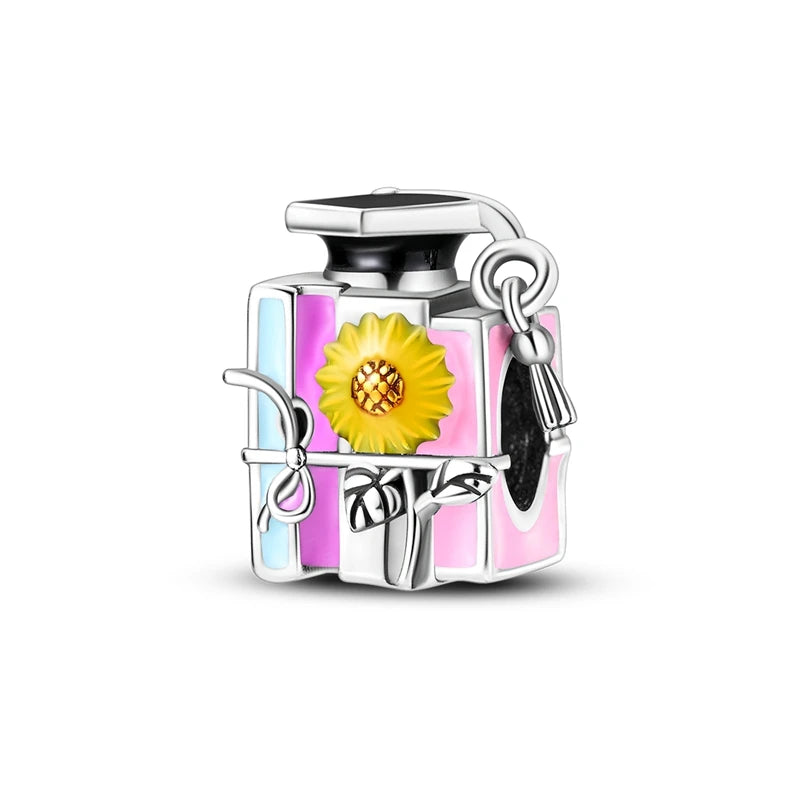 Romantic Pink Crown Perfume Bottle Charms Beads Fit Qikaola Bracelets Fine Jewelry Valentine's Day Gift Dabfavshop