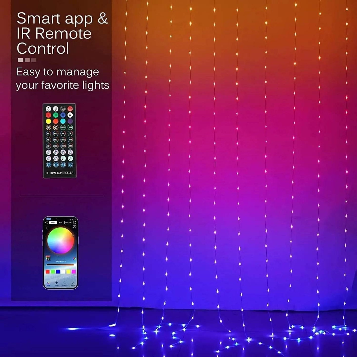 RGBIC Bluetooth Smart Curtain Light - Dabfavshop