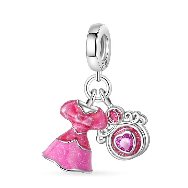 Romantic Pink Crown Perfume Bottle Charms Beads Fit Qikaola Bracelets Fine Jewelry Valentine's Day Gift Dabfavshop