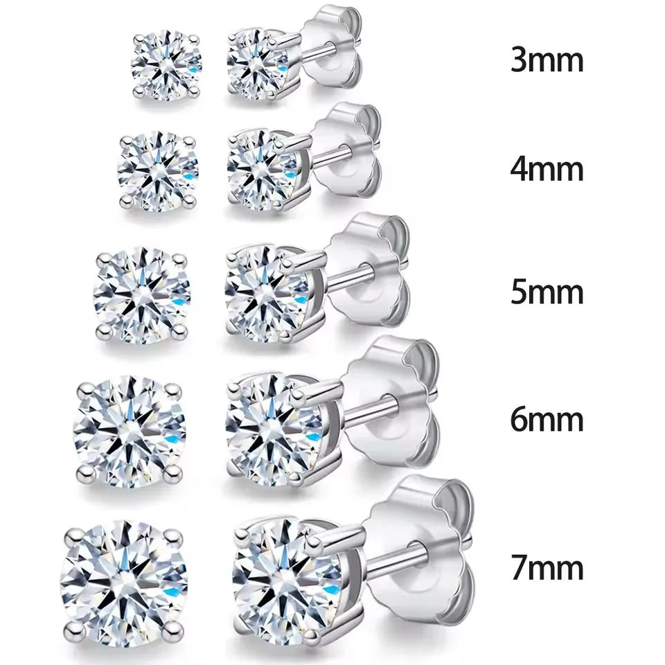 Passed Moissanite Diamond Stud Earrings for Women S925 Silver Platinum Plated Bride Wedding GRA Fine Jewelry Dabfavshop