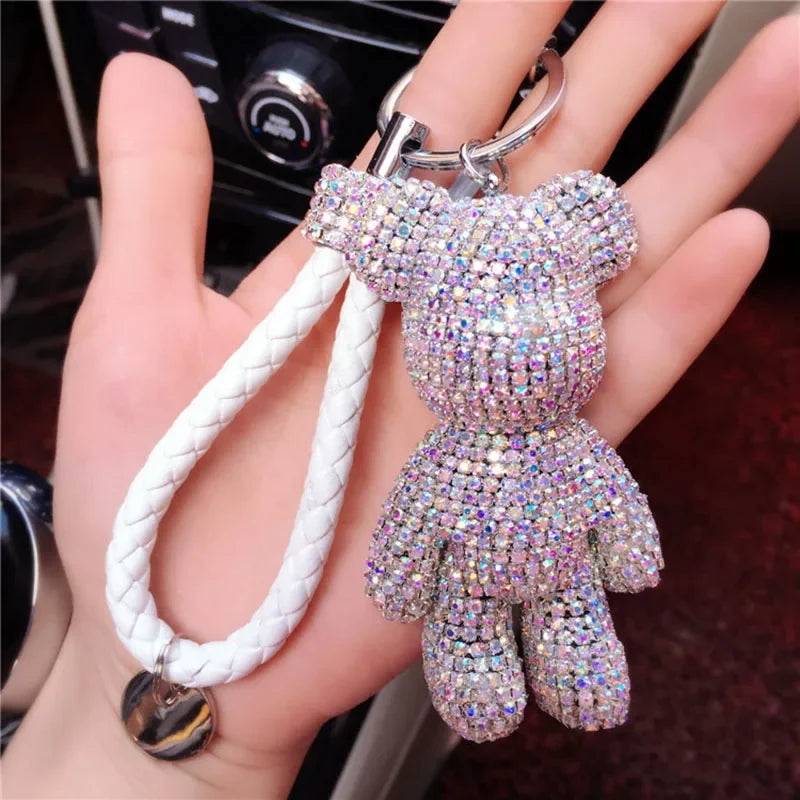 Rhinestone Gloomy Bear Keychain Handmade Car Tassel Key Chain Ring Holder Pendant Bag Charm for Women Dabfavshop