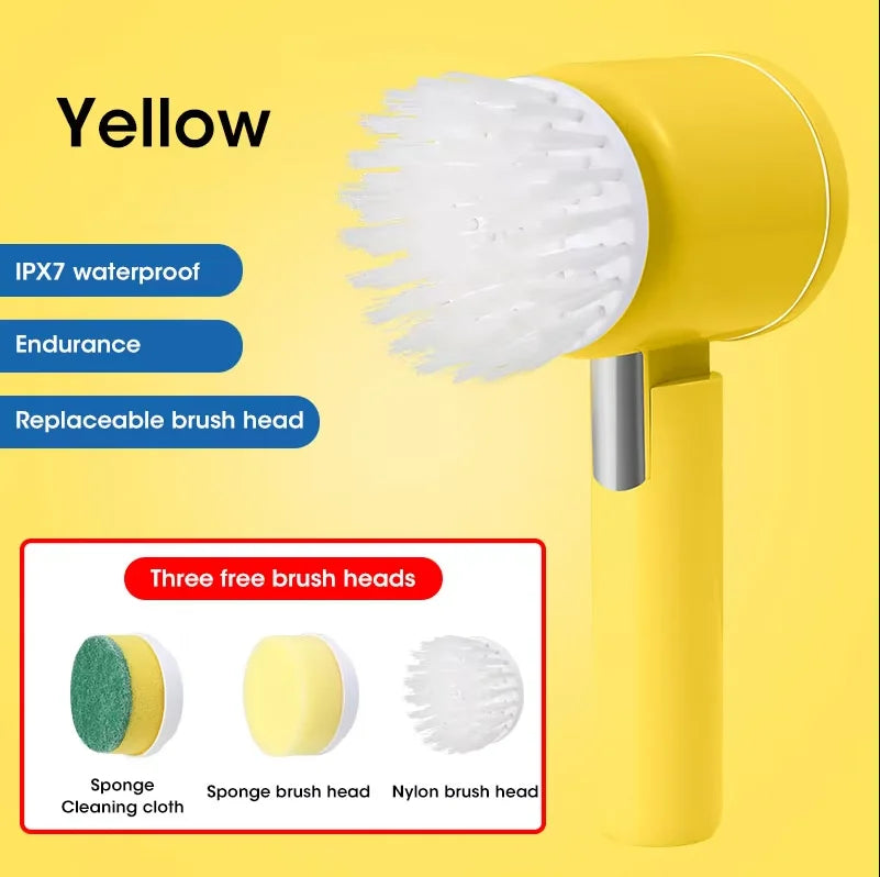 5-in-1 Electric Spin Scrubber Brush For Bathroom Tile Bathtub Sink, Power Scrubber With 5 Replaceable Brush Heads Dabfavshop