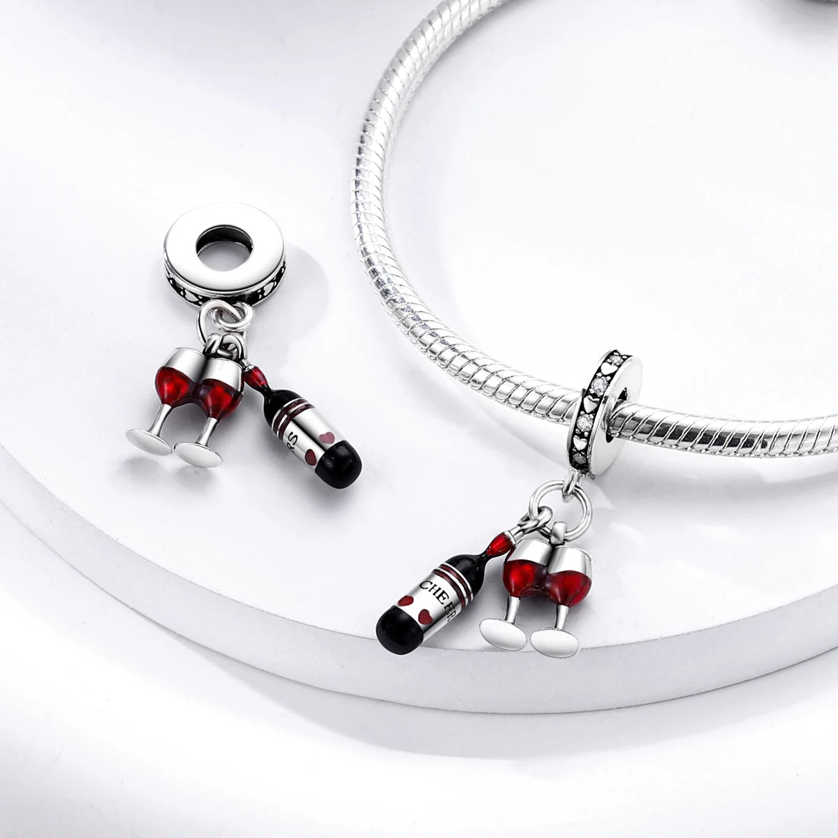 Red Charm Bead Original 925 Silver Fit Bracelet Pendant Diy Car Coffee Cherry For Woman Jewelry Dabfavshop