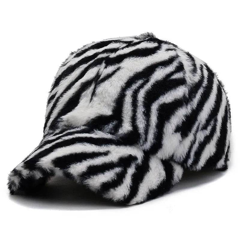Leopard Print Fleece Baseball Cap - Winter Style - Dabfavshop