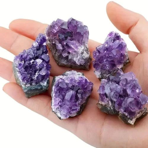 Dabfavshop Healing Crystals for Anxiety in Purple Amethyst Geodes Held in a Hand