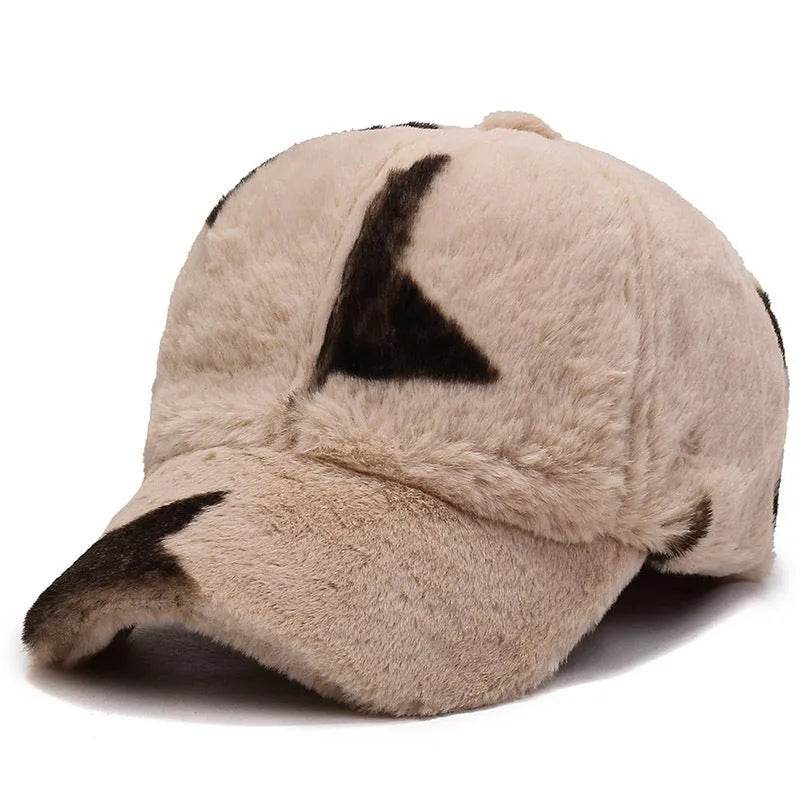 Leopard Print Fleece Baseball Cap - Winter Style - Dabfavshop