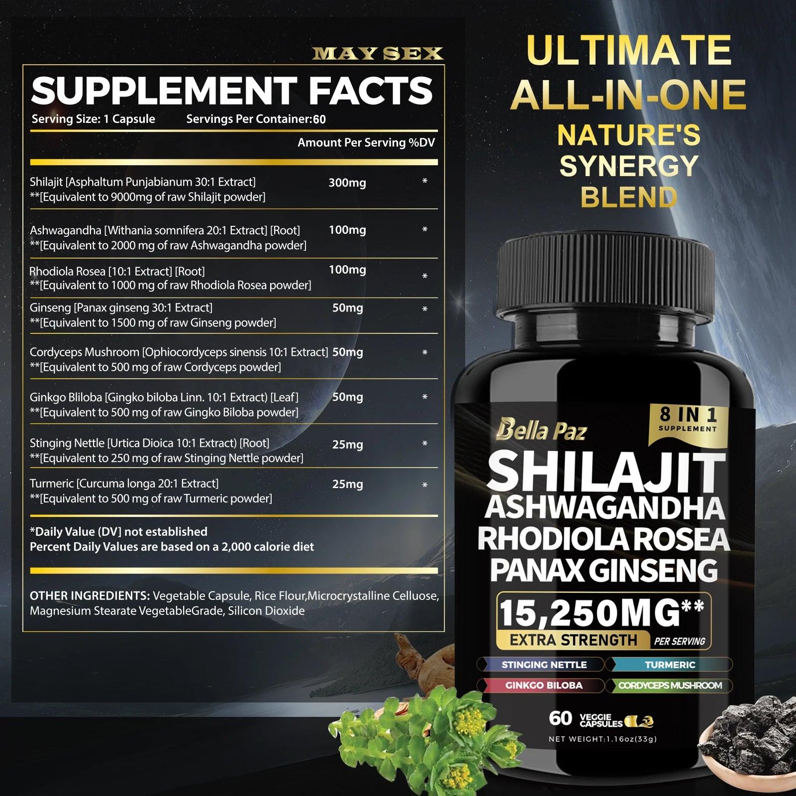 BellaPaz Shilajit Ashwagandha Rhodiola Rosea Panax Ginseng - Dabfavshop