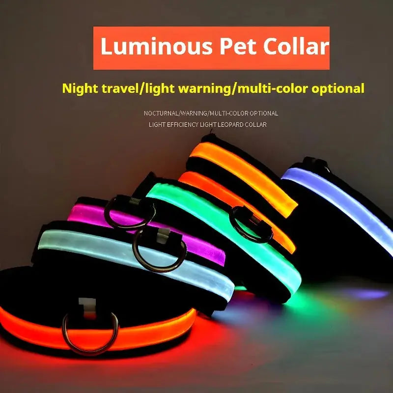 Dog Collar Nylon LED Night Safety Flashing Glow In The Dark Pet Dog Leash pet Dogs Luminous Fluorescent  dog accessories collar Dabfavshop