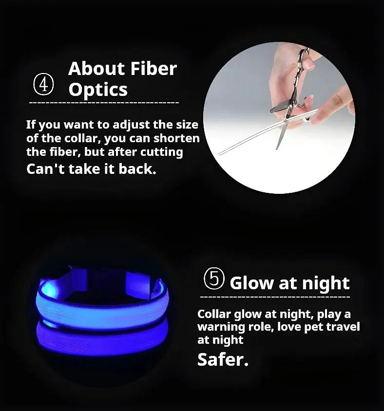 Dog Collar Nylon LED Night Safety Flashing Glow In The Dark Pet Dog Leash pet Dogs Luminous Fluorescent  dog accessories collar Dabfavshop