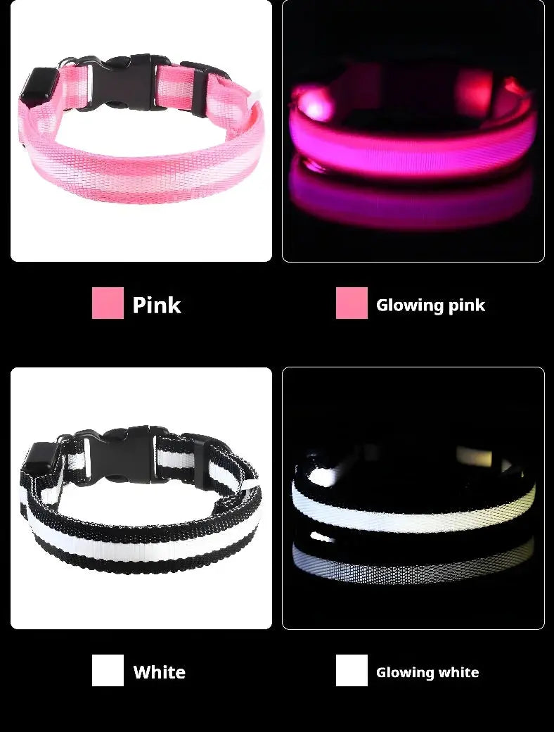 Dog Collar Nylon LED Night Safety Flashing Glow In The Dark Pet Dog Leash pet Dogs Luminous Fluorescent  dog accessories collar Dabfavshop