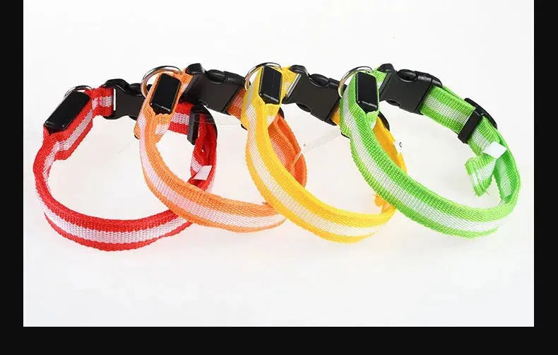 Dog Collar Nylon LED Night Safety Flashing Glow In The Dark Pet Dog Leash pet Dogs Luminous Fluorescent  dog accessories collar Dabfavshop