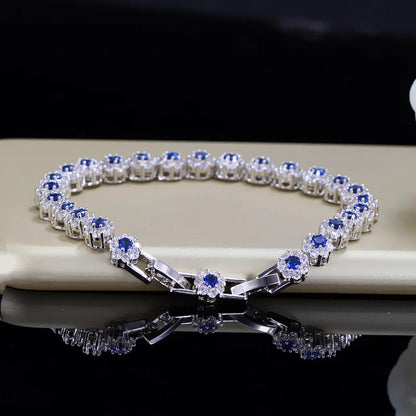 BeaQueen Trendy Green and White Cubic Zirconia Stone Silver Color Tennis Bracelets Dress Jewelry Accessories Gift for Women B100 Dabfavshop