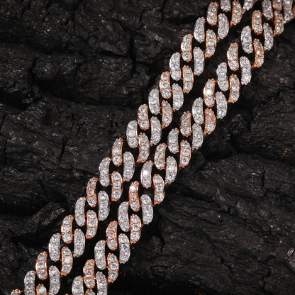 UWIN Men Women Bracelet 9mm Iced Out Rose Gold Silver Color Cuban Link With White &Pink Cubic Zirconia Bracelets Jewelry Dabfavshop