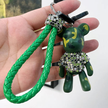 Craft Rhinestone Bear Tassels Keychain Cute Cartoon Resin Bag Charm Holder Fashionable Animal Themed Zinc Alloy Keychains Dabfavshop