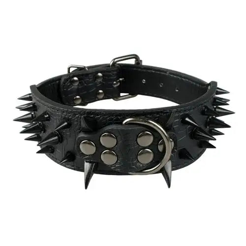 2" Wide Sharp Spiked Studded Leather Dog Collars Pitbull Bulldog Big Dog Collar Adjustable For Medium Large Dogs Boxer S M L XL Dabfavshop