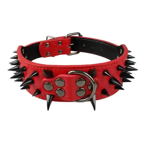 2" Wide Sharp Spiked Studded Leather Dog Collars Pitbull Bulldog Big Dog Collar Adjustable For Medium Large Dogs Boxer S M L XL Dabfavshop