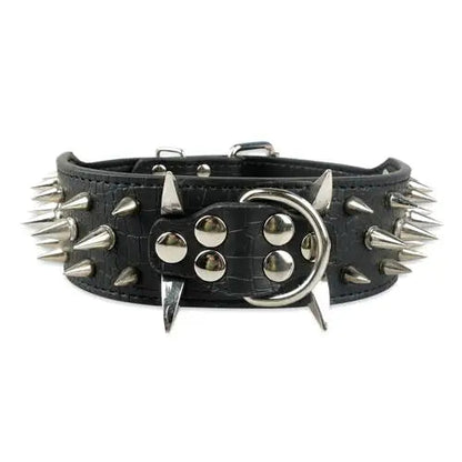 2" Wide Sharp Spiked Studded Leather Dog Collars Pitbull Bulldog Big Dog Collar Adjustable For Medium Large Dogs Boxer S M L XL Dabfavshop
