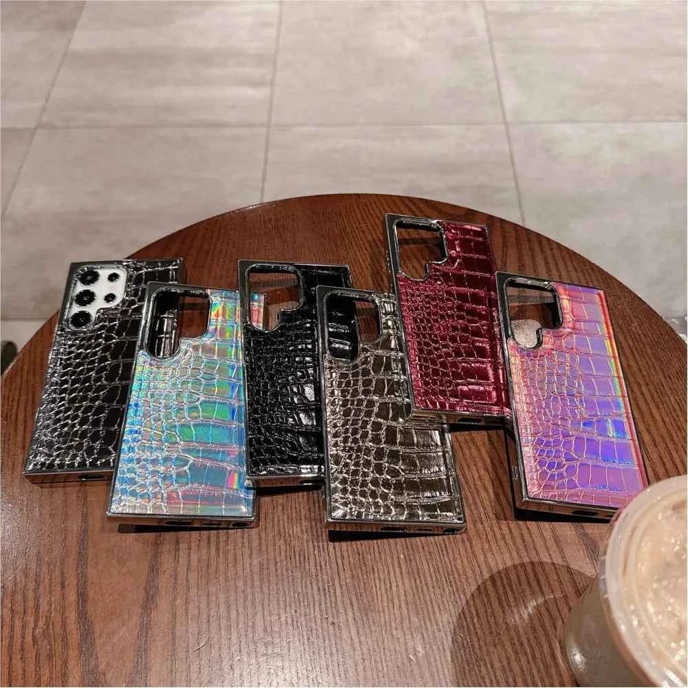 Luxury Gradient Crocodile Pattern Leather Laser Case For Samsung Galaxy S