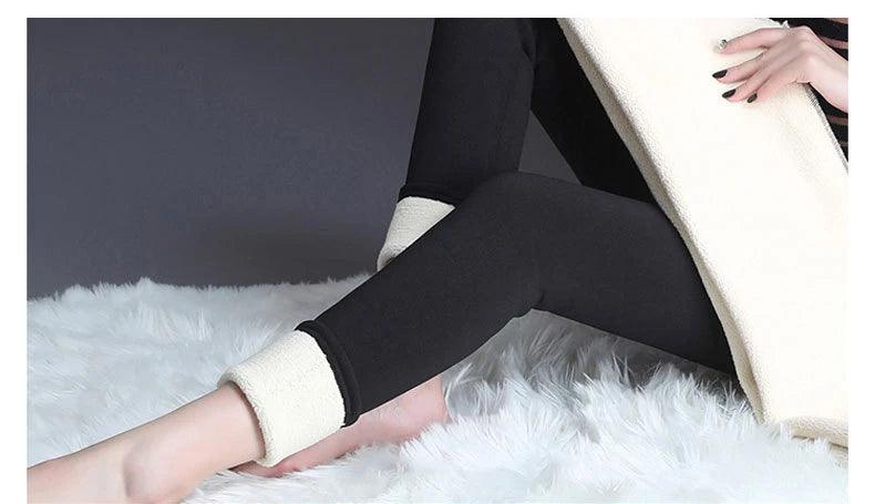 High Waist Women Lamb Fleece Leggings - Dabfavshop