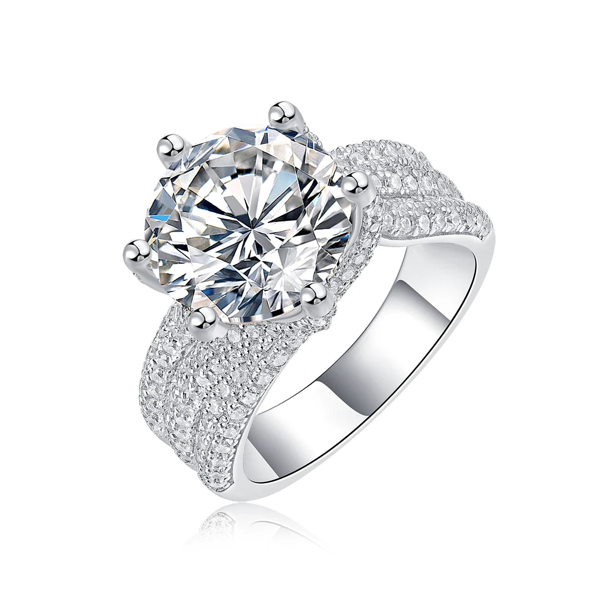 5CT Moissanite Engagement Ring S925 Silver with Round Brilliant Cut Stones and Claw Setting - Luxury Wedding or Proposal Jewelry Dabfavshop