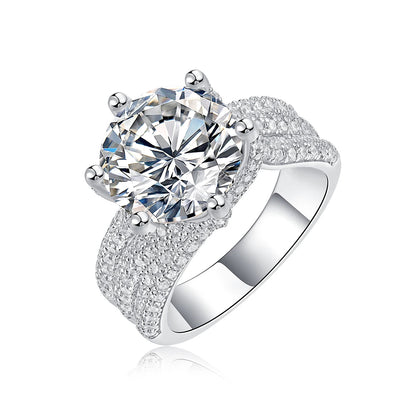 5CT Moissanite Engagement Ring S925 Silver with Round Brilliant Cut Stones and Claw Setting - Luxury Wedding or Proposal Jewelry Dabfavshop