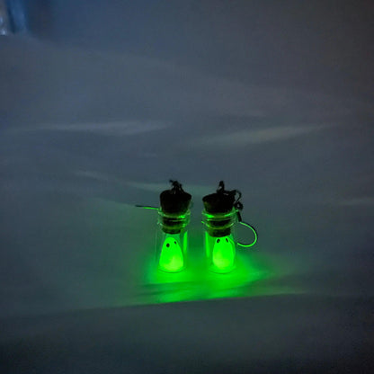 Glow In The Dark Ghost In Bottle Earrings - Dabfavshop