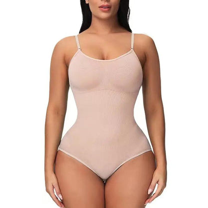 V Neck Spaghetti Strap Bodysuit Compression Shapewear Slimming Body Shaper - Dabfavshop