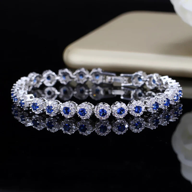 BeaQueen Trendy Green and White Cubic Zirconia Stone Silver Color Tennis Bracelets Dress Jewelry Accessories Gift for Women B100 Dabfavshop