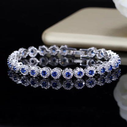 BeaQueen Trendy Green and White Cubic Zirconia Stone Silver Color Tennis Bracelets Dress Jewelry Accessories Gift for Women B100 Dabfavshop