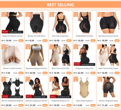 Women Bodysuit Shapewear With Hip Pads - Dabfavshop