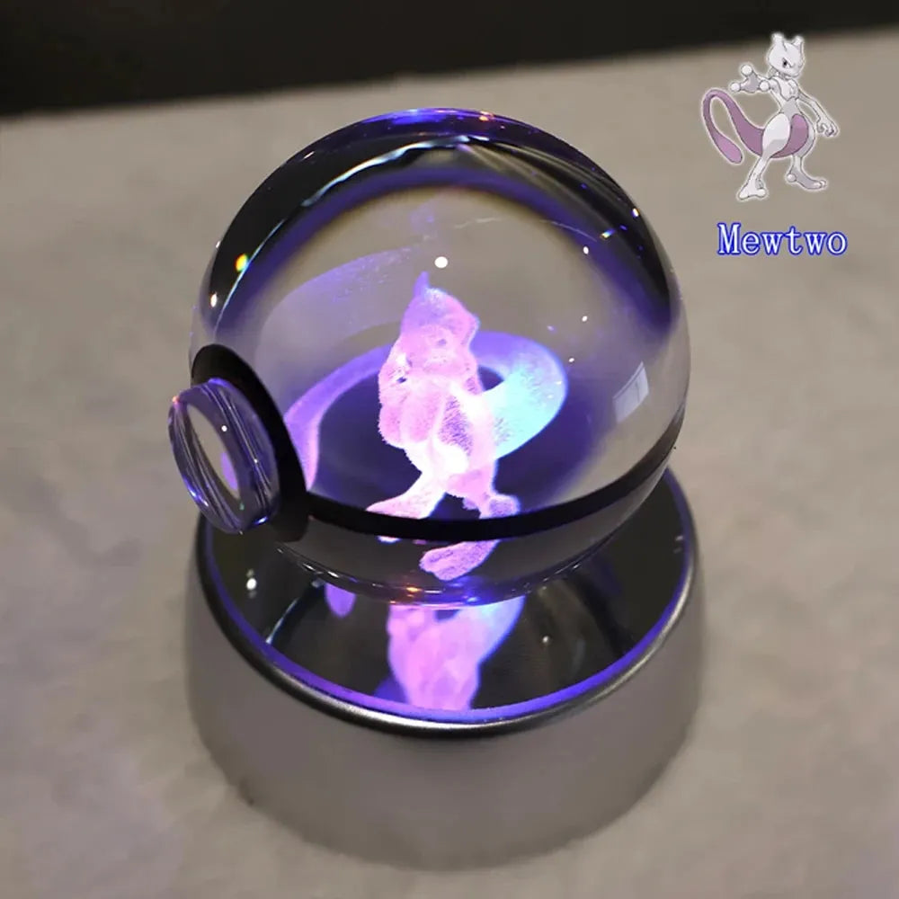 Pokémon 3D Crystal Ball With Multi Color LED Base - Dabfavshop