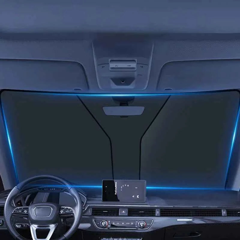 SEAMETAL Car Windshield Sun Shade Cover Front Window Sun Visor Protection Foldable Car Curtains for Summer Cooling UV Refletive