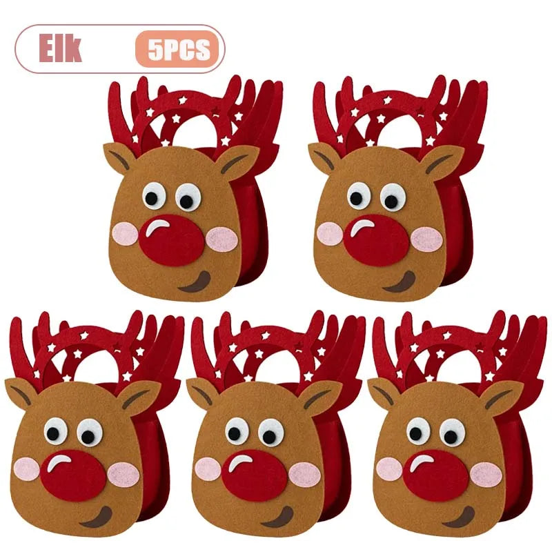 1-10PCS Christmas Felt Gift Bag Creative Holiday Candy Apple Tote Bag for Kids Party Favor Bag for Christmas Eve Gift Wrapping Dabfavshop