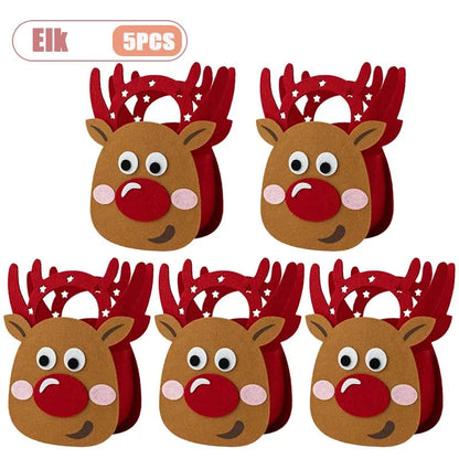 1-10PCS Christmas Felt Gift Bag Creative Holiday Candy Apple Tote Bag for Kids Party Favor Bag for Christmas Eve Gift Wrapping Dabfavshop