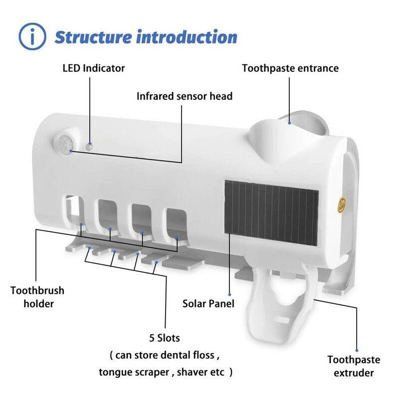 Solar Wall-Mounted Toothbrush Holder - Dabfavshop