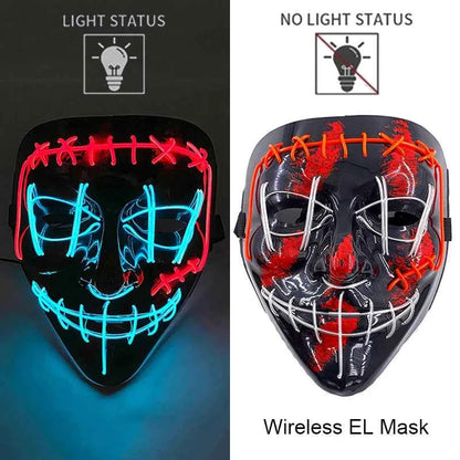 Neon LED Halloween Purge Mask Wireless Masquerade Party Light-up Horror Mask Glowing Multicolor Full Face Adult Mask for Halloween Dabfavshop