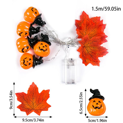 Pumpkin Garland LED Artificial Autumn Maple Leaves - Dabfavshop