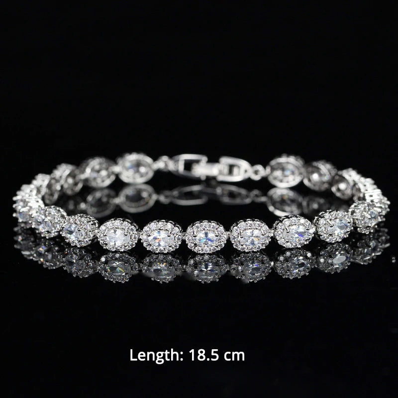 BeaQueen Trendy Green and White Cubic Zirconia Stone Silver Color Tennis Bracelets Dress Jewelry Accessories Gift for Women B100 Dabfavshop