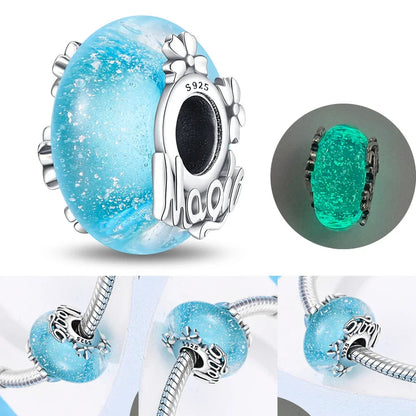 Colorful Flower Murano Glass Charm Fit Original Bracelet Necklace Heart 925 Sterling Silver Murano Glass Fine Jewelry Dabfavshop