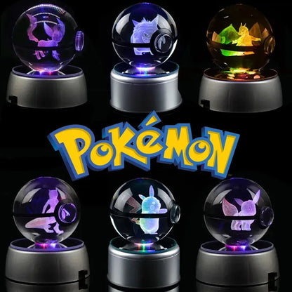 Pokémon 3D Crystal Ball With Multi Color LED Base - Dabfavshop