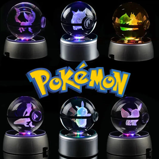 Pokémon 3D Crystal Ball With Multi Color LED Base - Dabfavshop