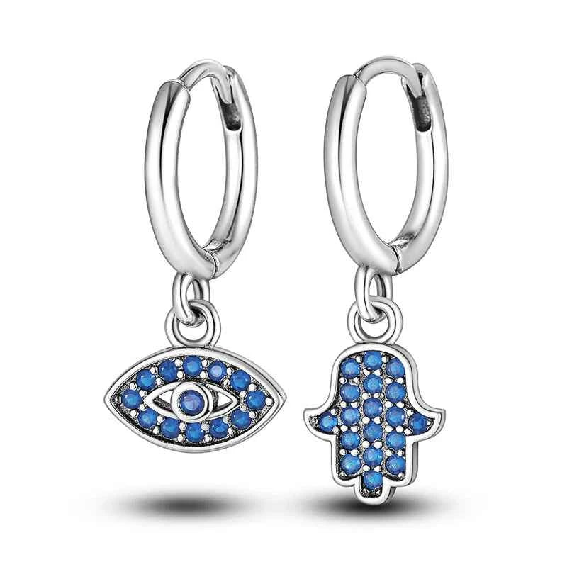 Dreamcatcher Snake Bone Earrings Cross Devil's Eye Feather Eardrop Earring 925 Sterling Silver Women Fine Party Jewelry Gift