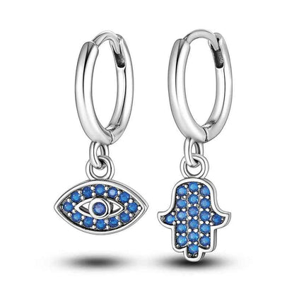 Dreamcatcher Snake Bone Earrings Cross Devil's Eye Feather Eardrop Earring 925 Sterling Silver Women Fine Party Jewelry Gift