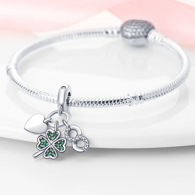 925 Silver Charms 3mm Original Bracelet Four Leaf Clover Dabfavshop